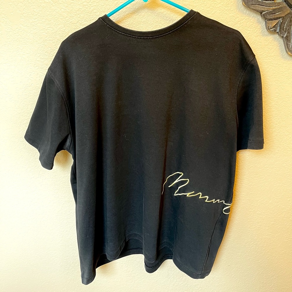 Black crew neck shirt with gold embroider in size large